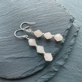 Rose Quartz Bicone Earrings...