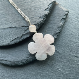 Rose Quartz Flower Pendant