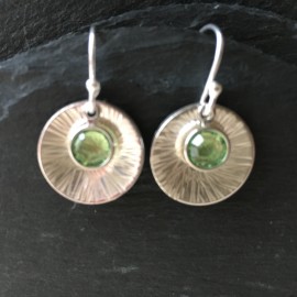 Swarovski and Textured Sterling Silver Disc Peridot