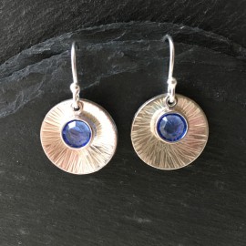 Swarovski and Textured Sterling Silver Disc Sapphire