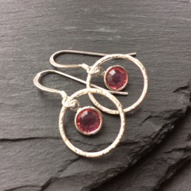 Swarovski and Textured Ring Earrings Rose