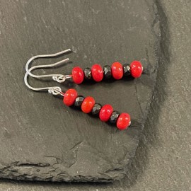 Coral & Hematite Earrings