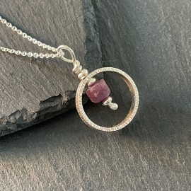Sterling Silver & Ruby Necklace