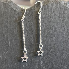 Sterling Silver Dangly Mini Star Earrings
