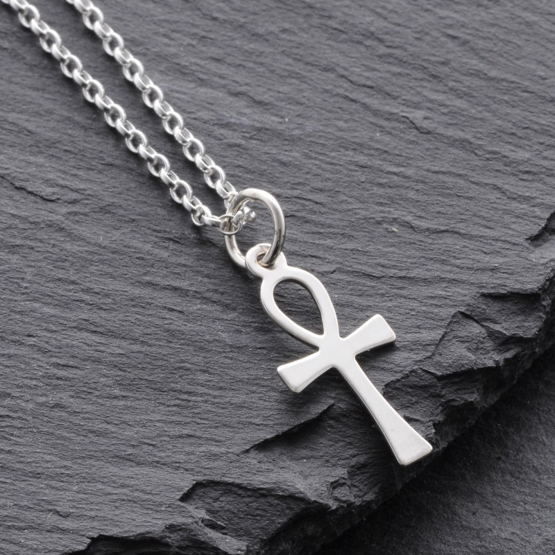Sterling Silver Ankh Pendant Necklace – 20 Inch Egyptian Talisman, Kemetic Jewelry
