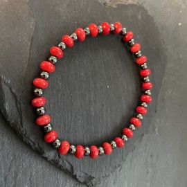 Coral & Hematite Bracelet