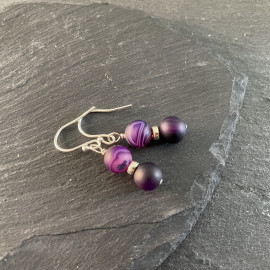 Agate Purple Frosted Earrings